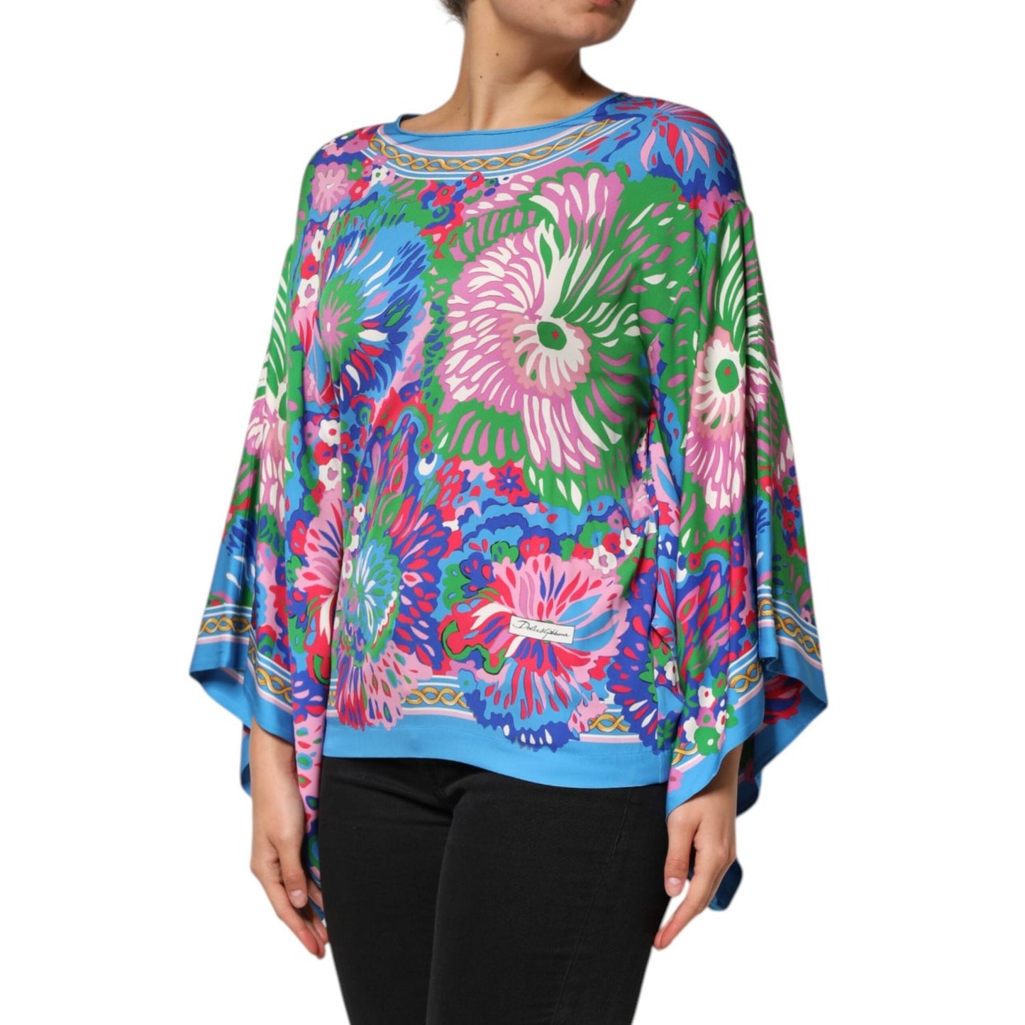 Dolce & Gabbana Multicolor Floral Printed Tunic Blouse Top TSH90590-40