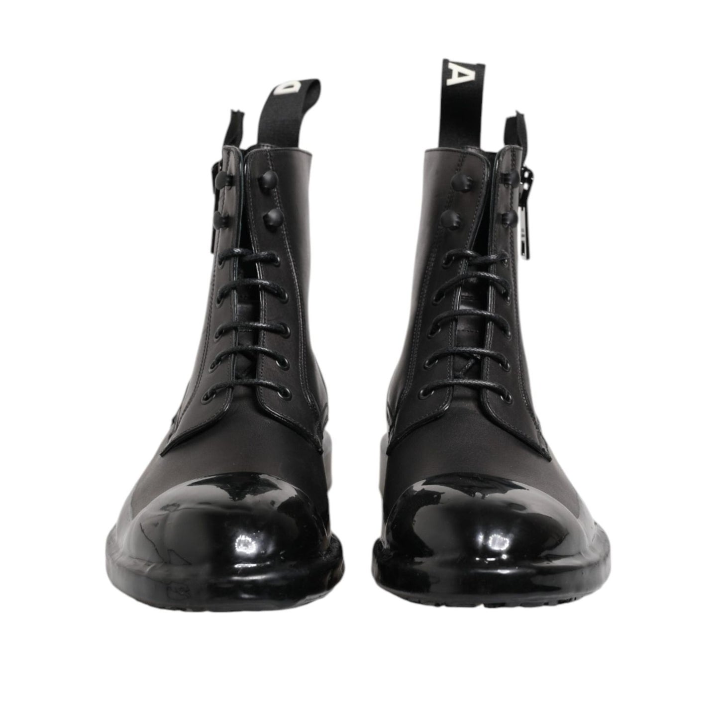 Dolce & Gabbana Brown Black Lace Up Mid Calf Men Boots Shoes MV7688-44