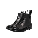Dolce & Gabbana Brown Black Lace Up Mid Calf Men Boots Shoes MV7688-44