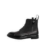Dolce & Gabbana Brown Black Lace Up Mid Calf Men Boots Shoes MV7688-44