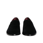 Dolce & Gabbana Black Velvet Loafers Formal Men Dress Shoes MV7632-39