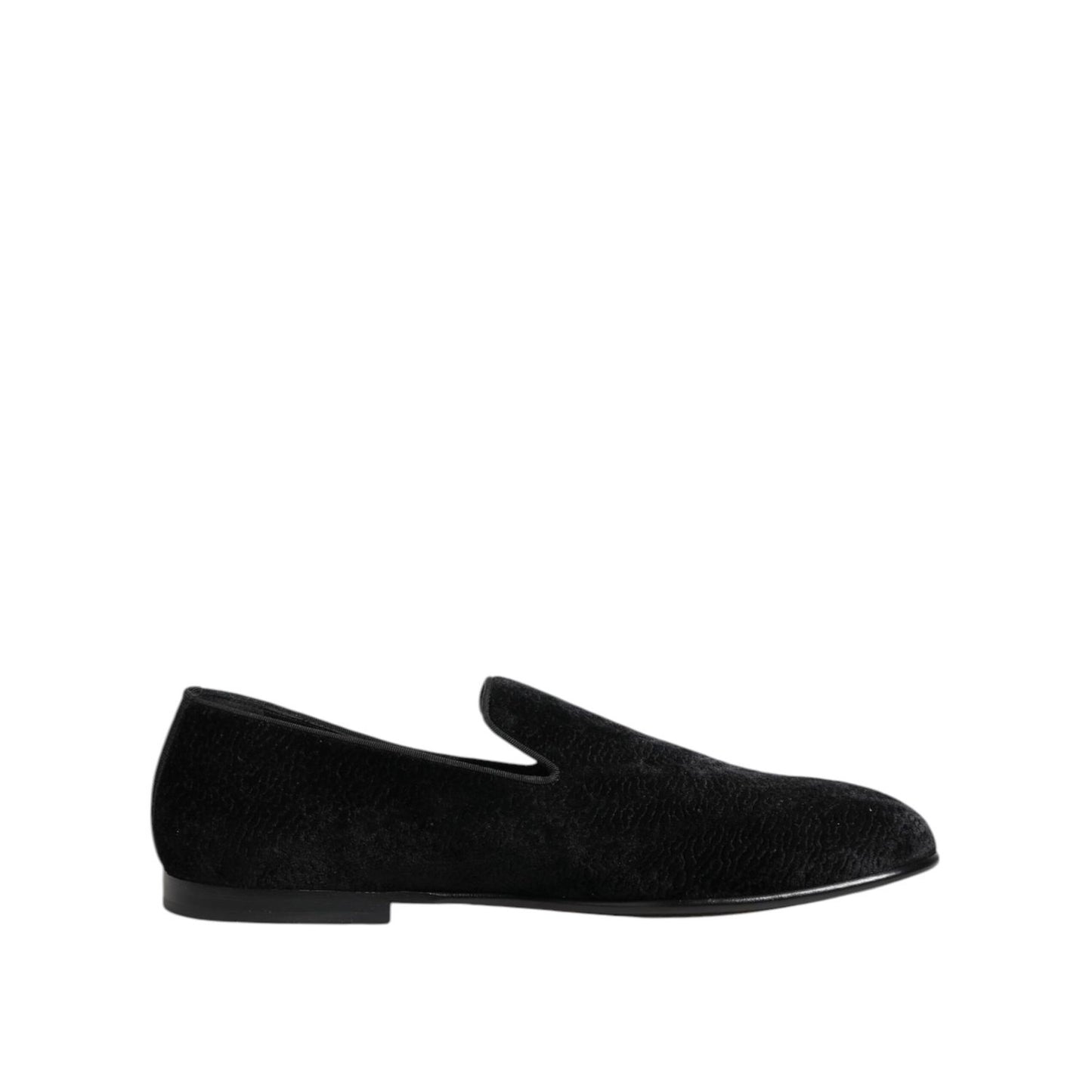 Dolce & Gabbana Black Jacquard Loafers Formal Men Dress Shoes