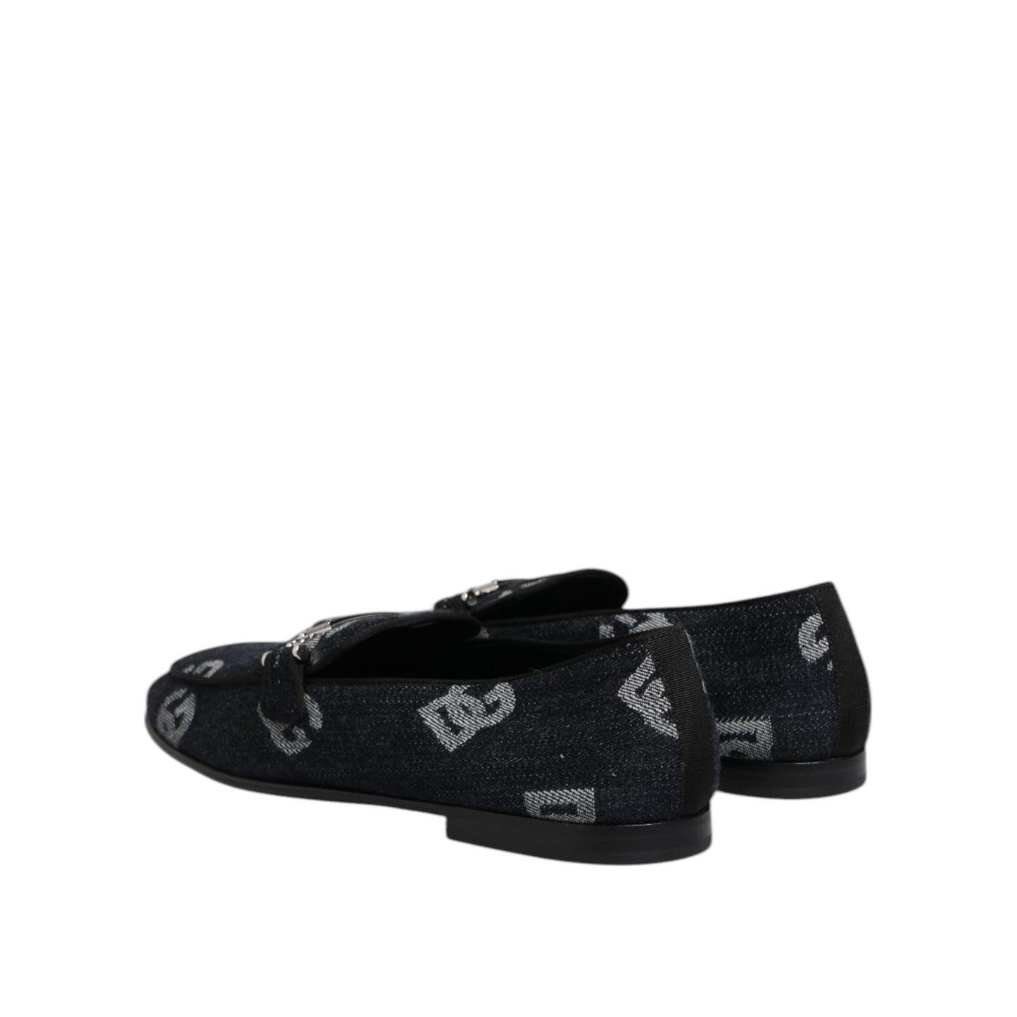 Dolce & Gabbana Blue Logo Cotton Loafers Formal Dress Shoes MV7728-42