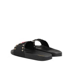 Dolce & Gabbana Black Rubber Sacred Heart Slides Men Beachwear Shoes MV7786-45