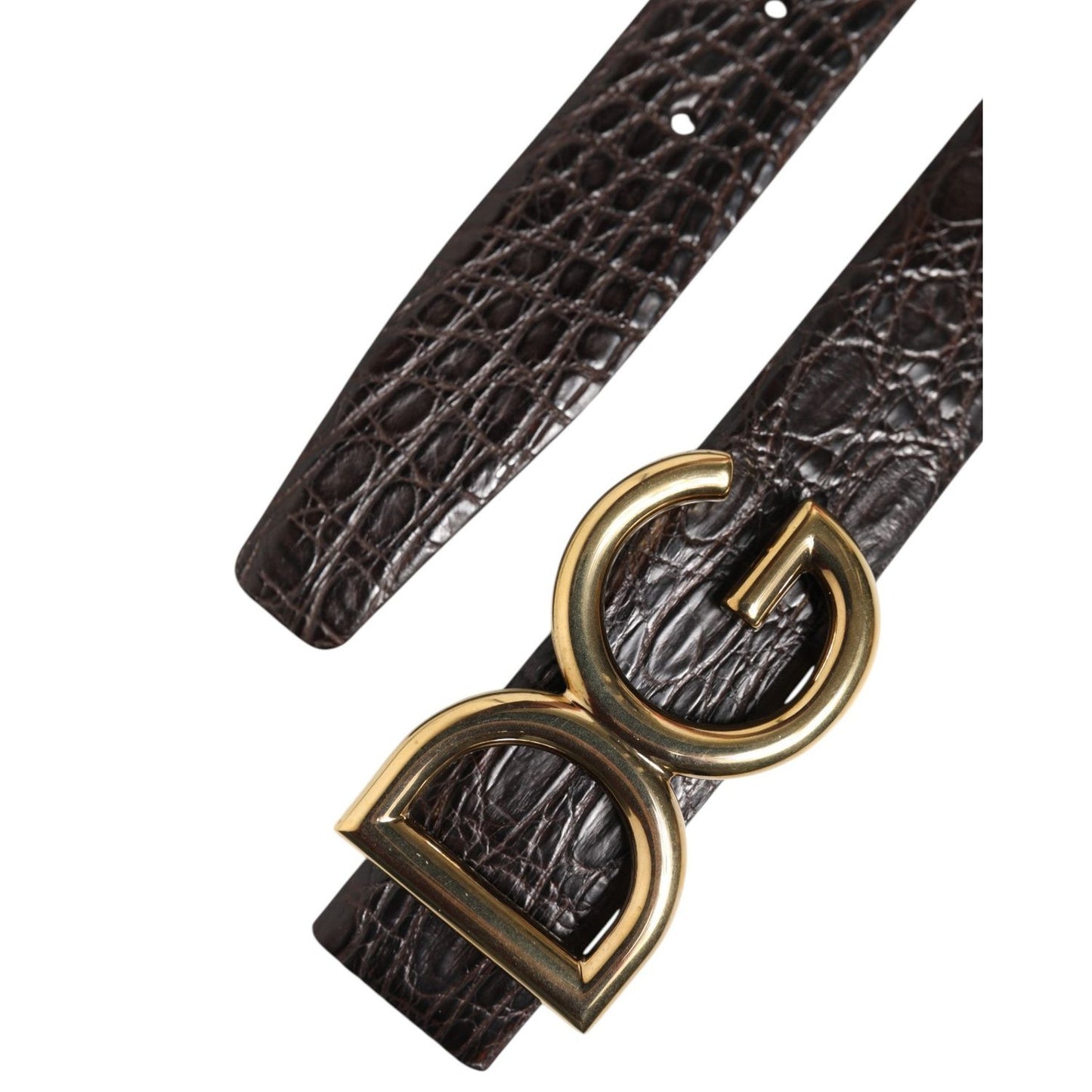 Dolce & Gabbana Black Exotic Leather DG Logo Buckle Belt BEL9376-85