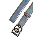 Dolce & Gabbana Metallic Leather Silver Tone Logo Buckle Belt BEL9383-85