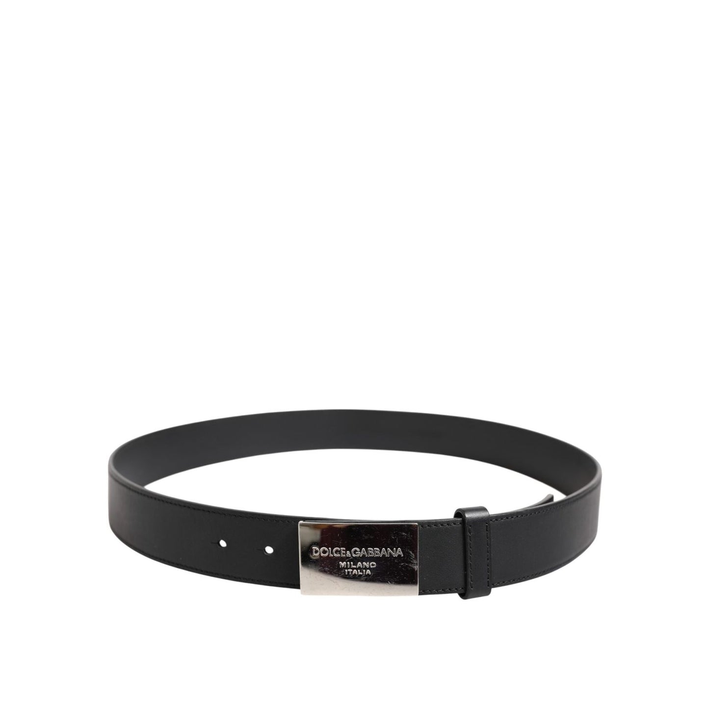 Dolce & Gabbana Black Leather Classic Metal Logo Buckle Belt BEL9496-90