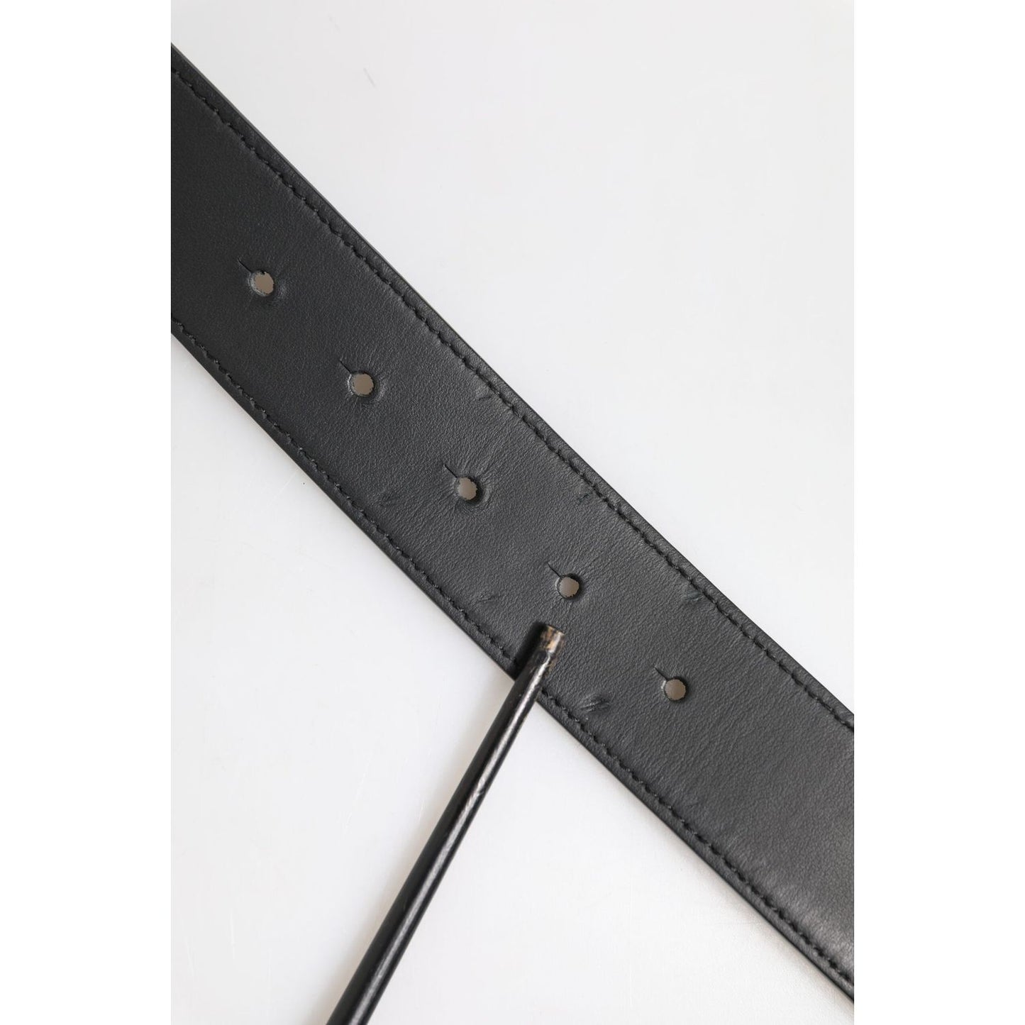 Dolce & Gabbana Black Leather Classic Metal Logo Buckle Belt BEL9496-90