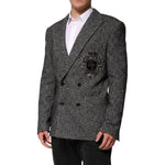 Dolce & Gabbana Black White Double Breasted Men Suit Blazer JKT41540-48