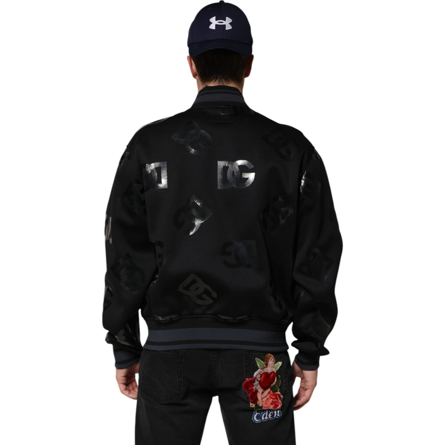 Dolce & Gabbana Black Wool Logo DG Mania Men Bomber Jacket JKT41541-54