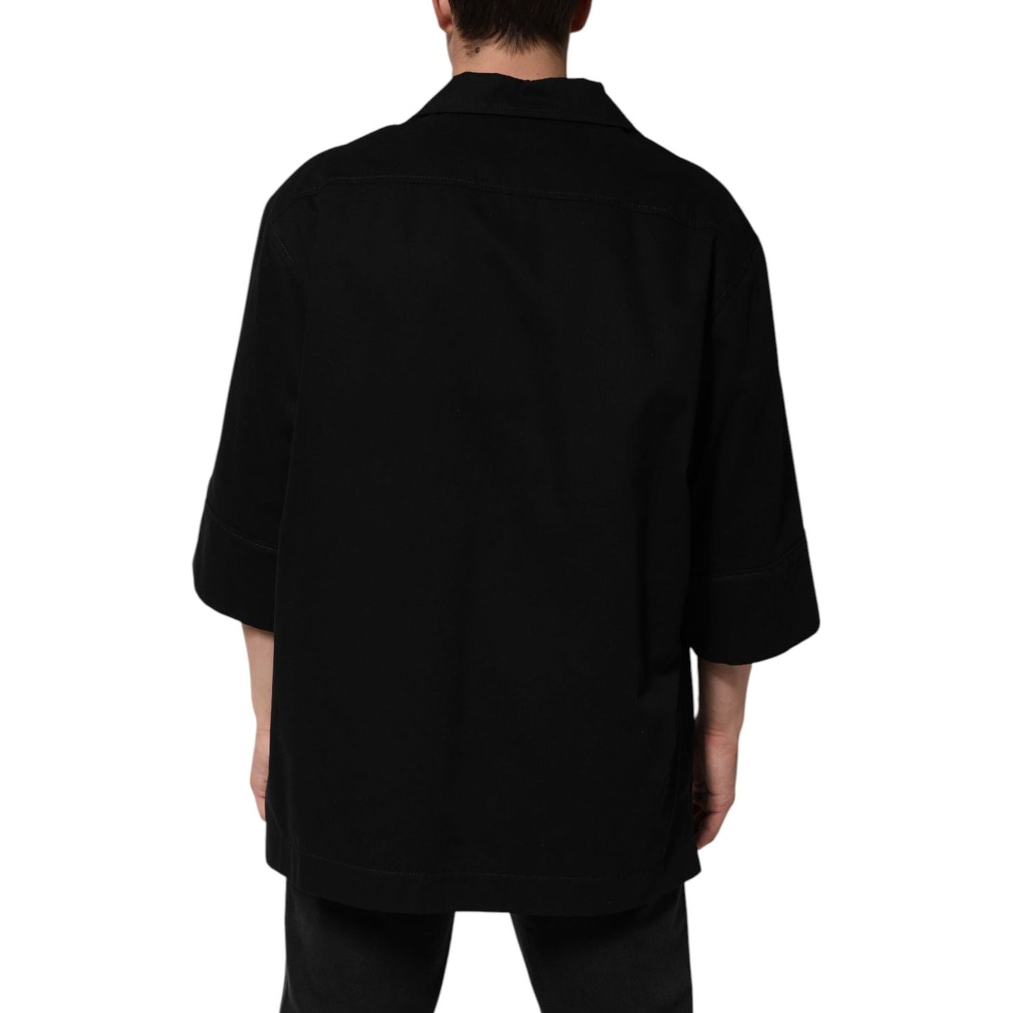 Dolce & Gabbana Black Short Sleeve Button Men Casual Shirt JKT41561-44