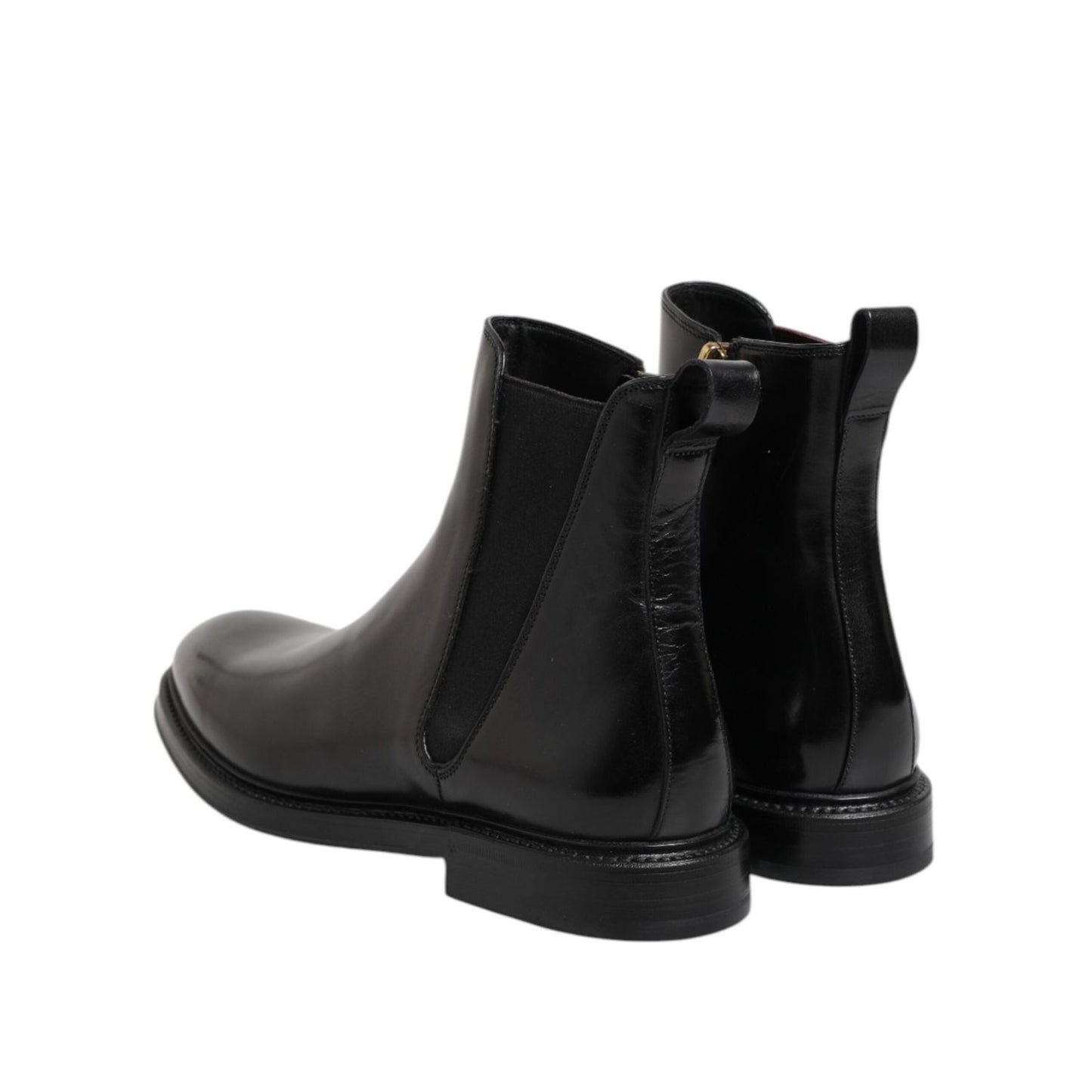 Dolce & Gabbana Black Chelsea Leather Mid Calf Boots Shoes MV7736-40