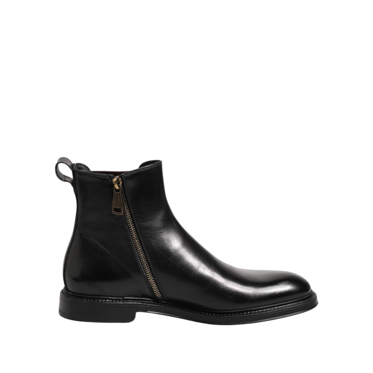 Dolce & Gabbana Black Chelsea Leather Mid Calf Boots Shoes MV7736-40