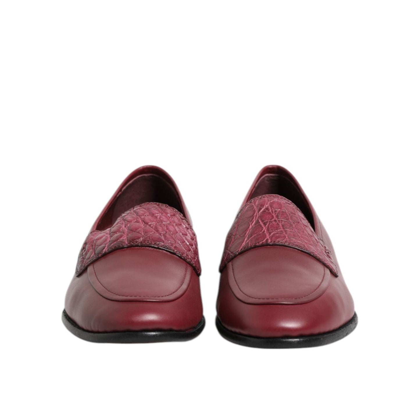 Dolce & Gabbana Burgundy Leather Formal Slip On Shoes MV7370-39