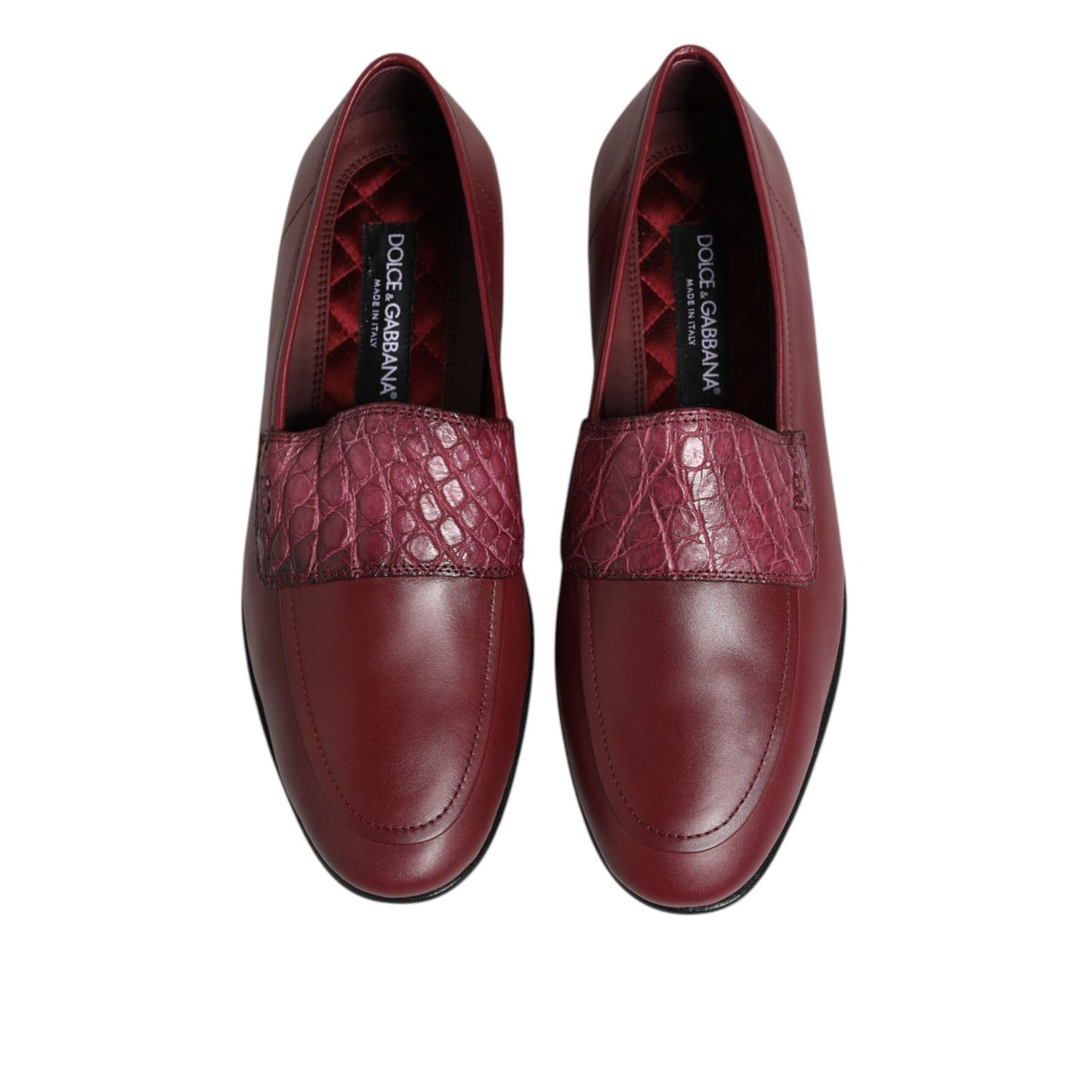 Dolce & Gabbana Burgundy Leather Formal Slip On Shoes MV7370-39