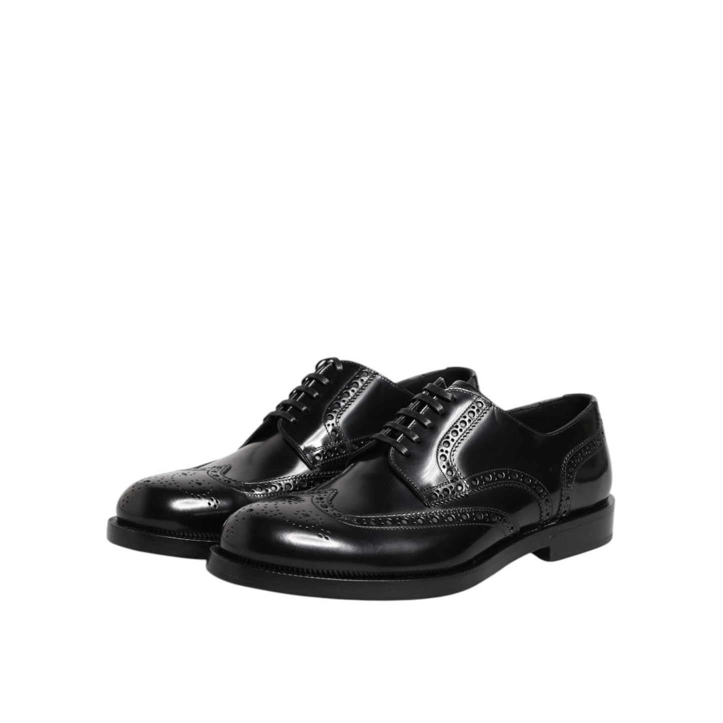 Dolce & Gabbana Black Leather Derby Wingtip Formal Shoes MV7371-40.5