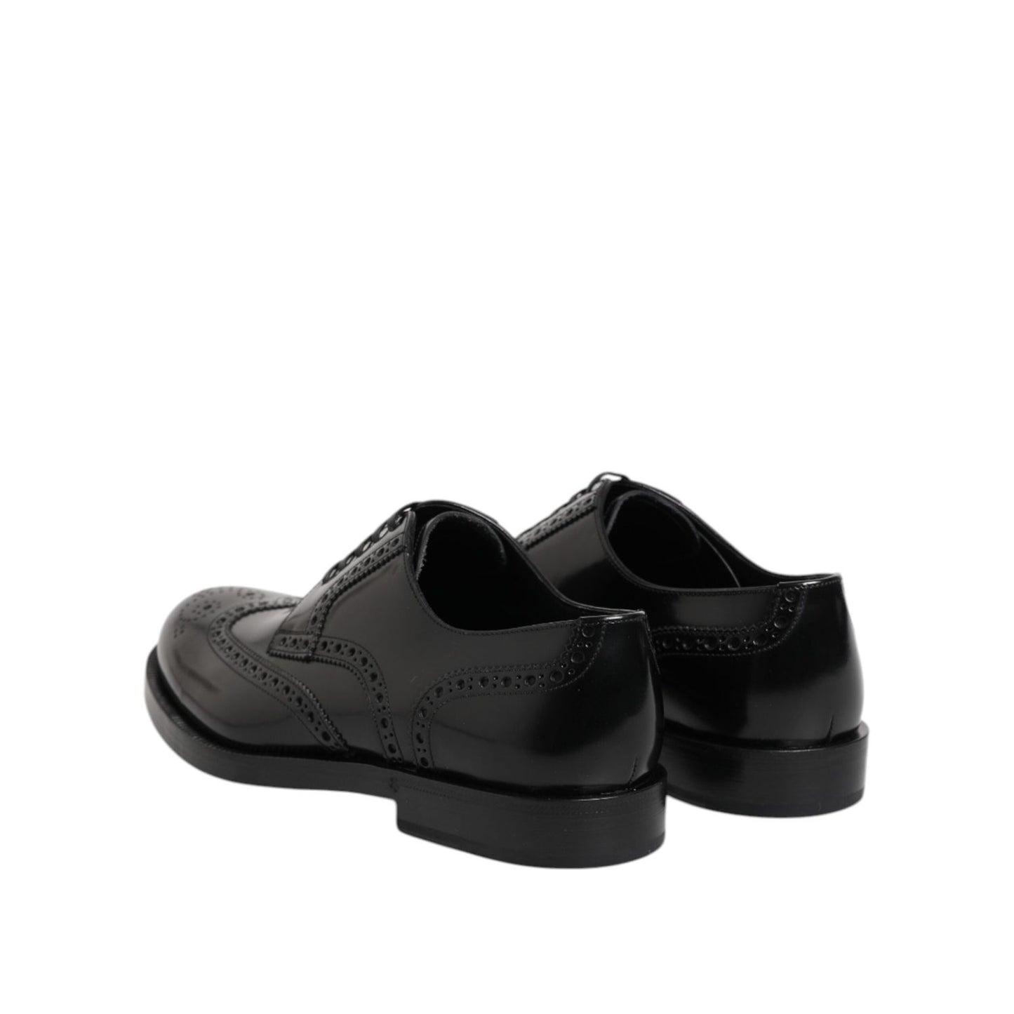 Dolce & Gabbana Black Leather Derby Wingtip Formal Shoes MV7371-40.5