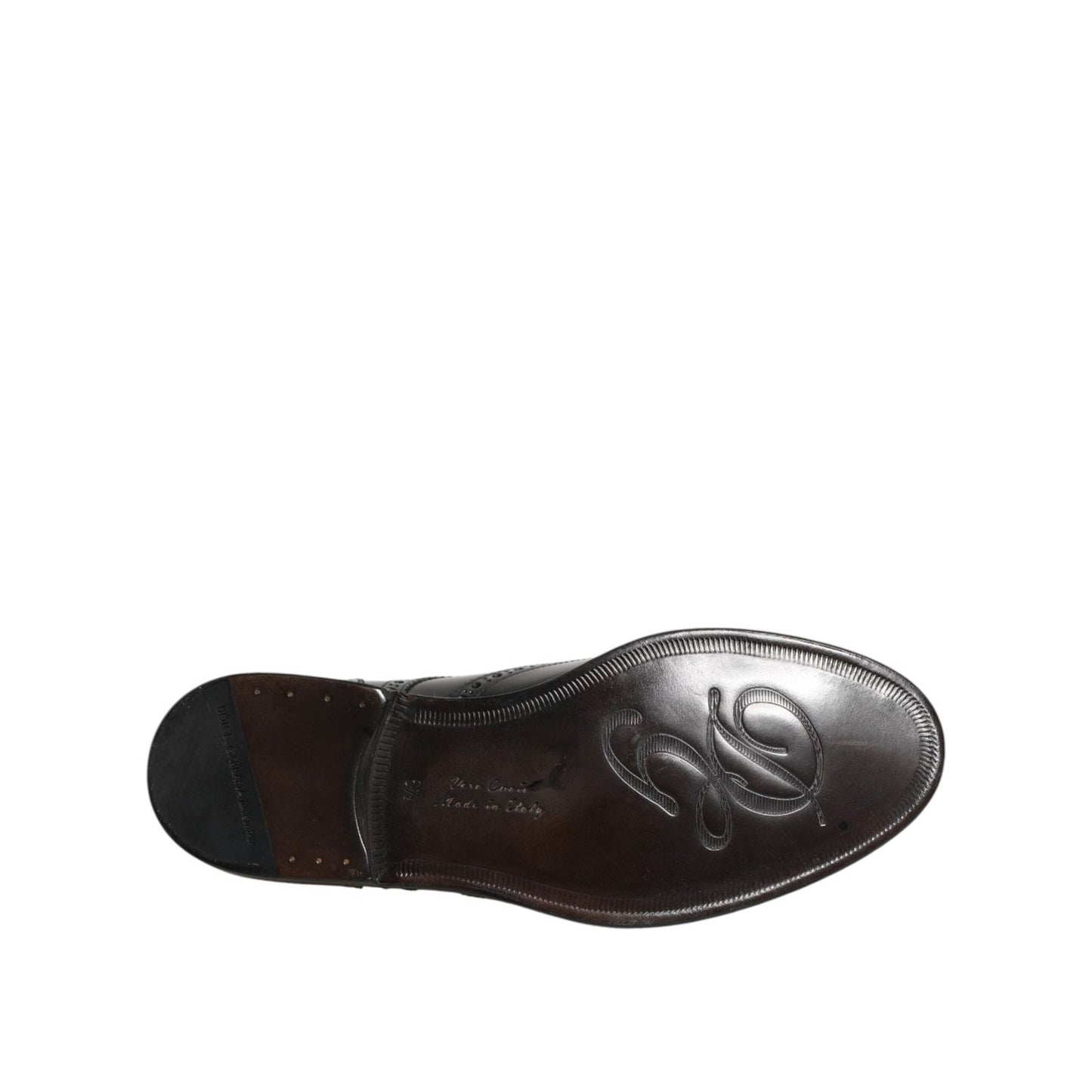 Dolce & Gabbana Black Leather Derby Wingtip Formal Shoes MV7371-40.5