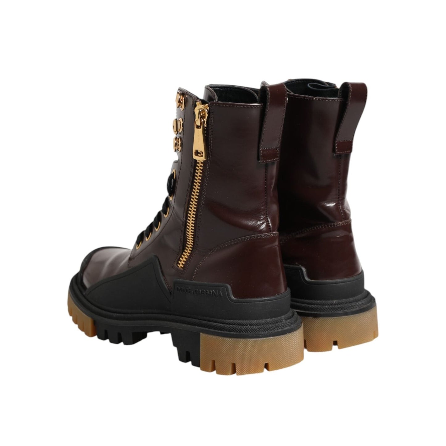 Dolce & Gabbana Maroon Leather Mid Calf Biker Boots Shoes LA12688-38