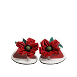 Dolce & Gabbana Red White KEIRA Flower Leather Sandals Shoes LA12785-36.5