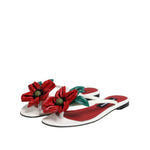 Dolce & Gabbana Red White KEIRA Flower Leather Sandals Shoes LA12785-36.5