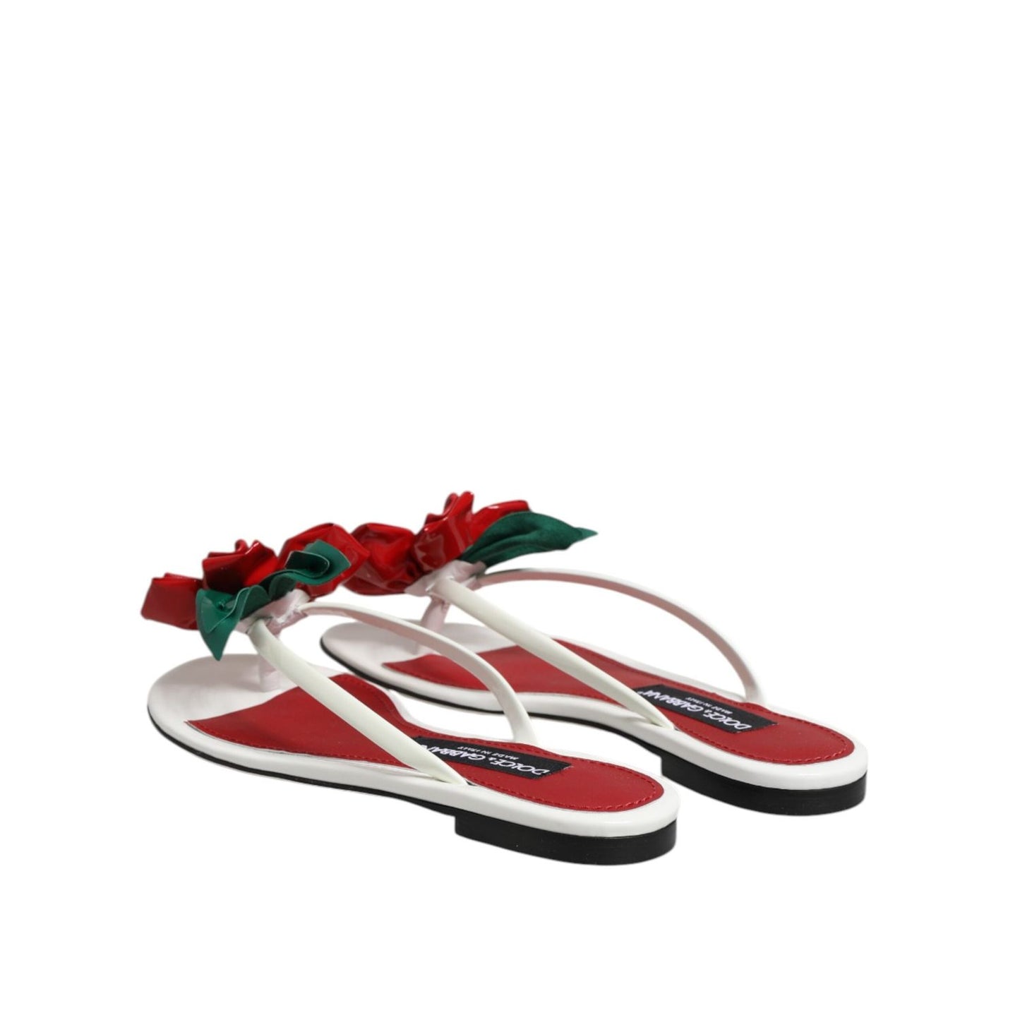 Dolce & Gabbana Red White KEIRA Flower Leather Sandals Shoes LA12785-36.5