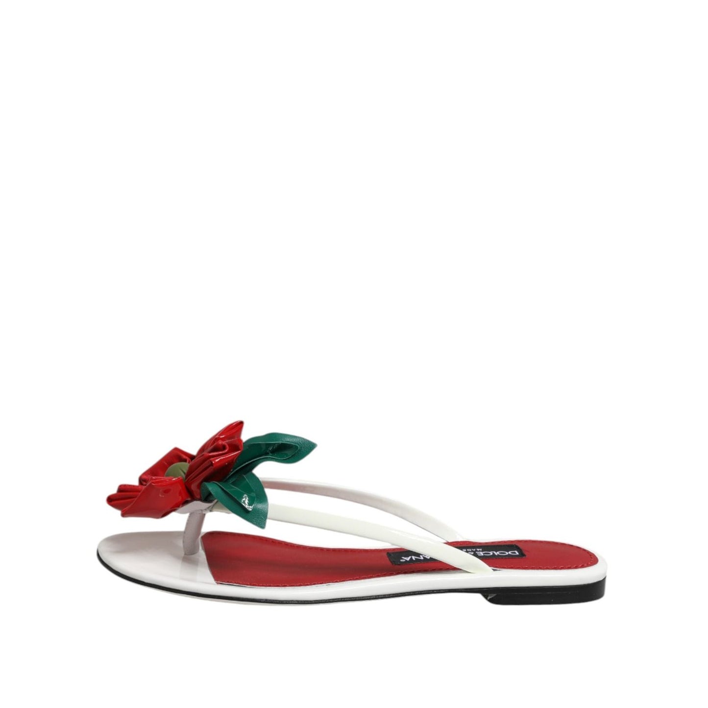 Dolce & Gabbana Red White KEIRA Flower Leather Sandals Shoes LA12785-36.5