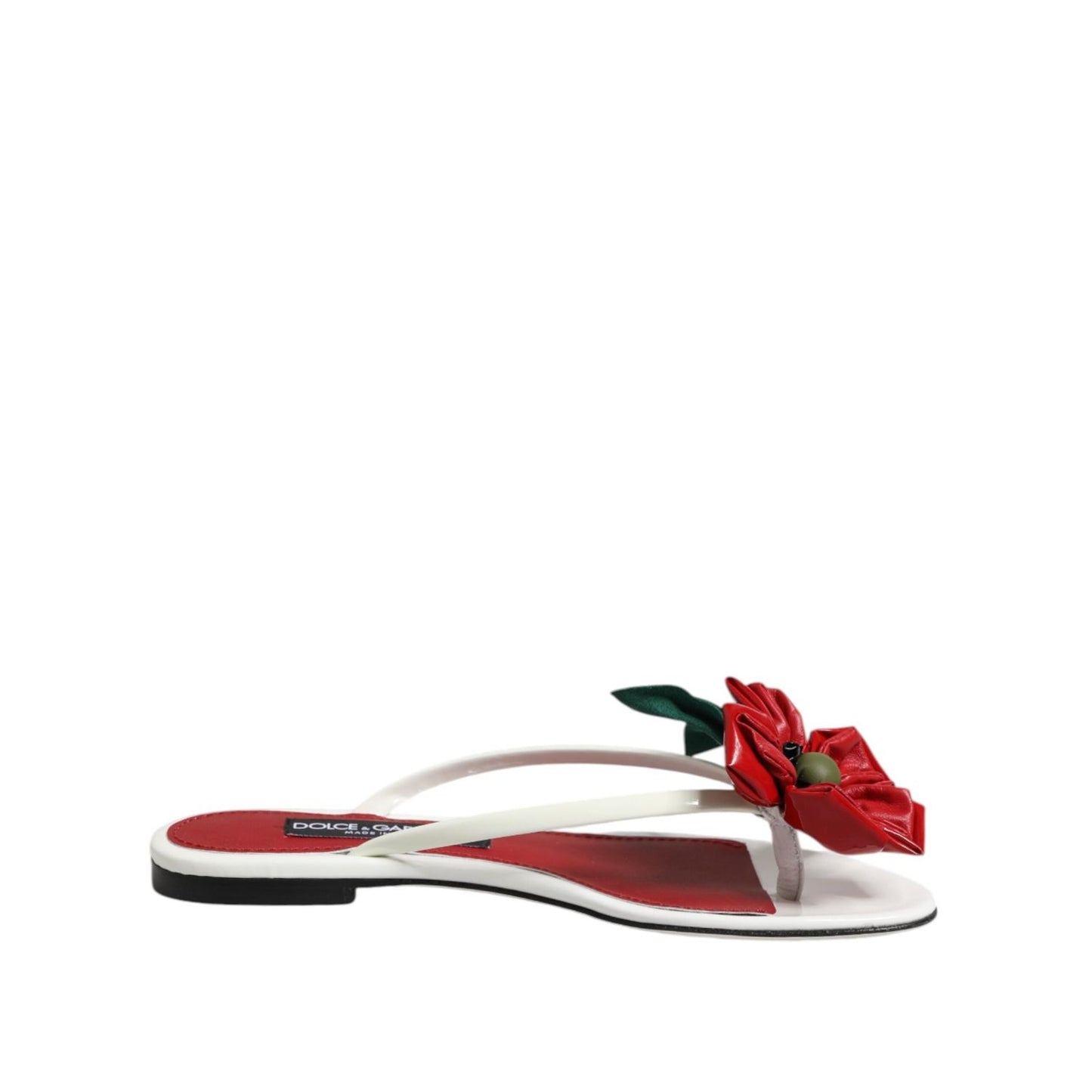 Dolce & Gabbana Red White KEIRA Flower Leather Sandals Shoes LA12785-36.5