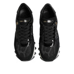 Dolce & Gabbana Black Gray Leopard Low Top Sneakers Shoes LA12748-36.5