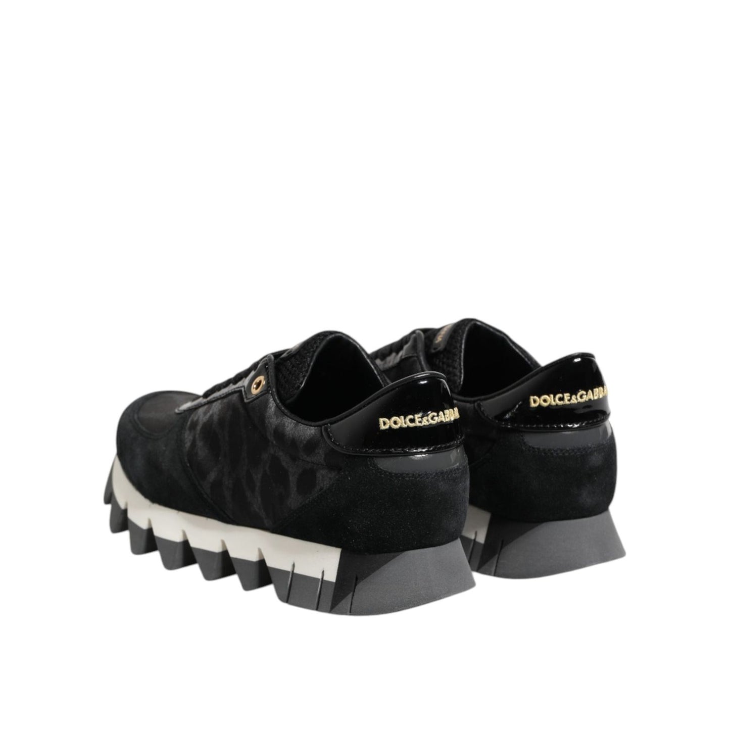 Dolce & Gabbana Black Gray Leopard Low Top Sneakers Shoes LA12748-36.5