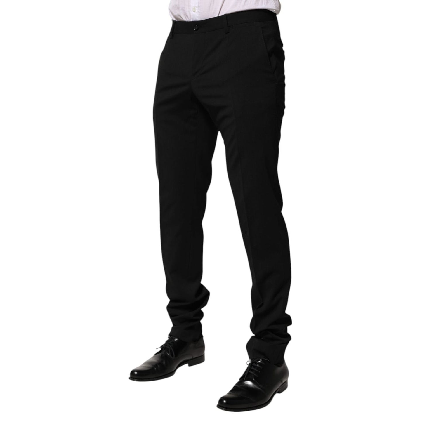 Dolce & Gabbana Black Wool Tapered Formal Men Dress Pants PAN76635-48