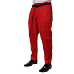 Dolce & Gabbana Red Cotton Pleated Men Formal Trouser Pants PAN76639-56