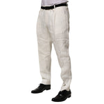 Dolce & Gabbana Cream Linen Dress Slim Formal Trouser Pants PAN76644-52