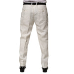 Dolce & Gabbana Cream Linen Dress Slim Formal Trouser Pants PAN76644-52