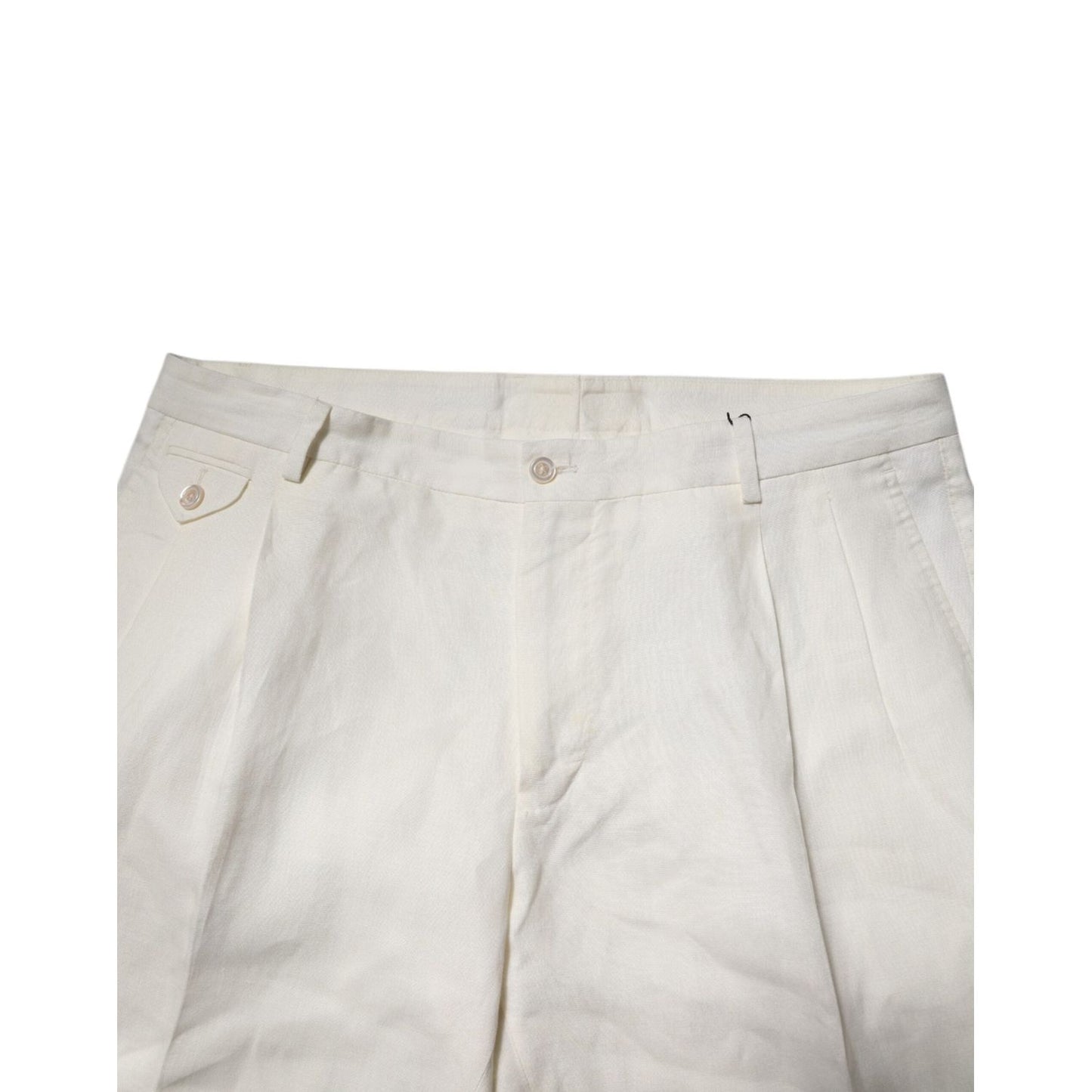 Dolce & Gabbana Cream Linen Dress Slim Formal Trouser Pants PAN76644-52