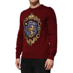 Dolce & Gabbana Burgundy Cashmere Lion Crest Pullover Sweater TSH91268-50