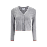 Thom Browne Ladder Full Needle Rib Stitch V Neck Car TH-FKC663AY1024055-IT42 | L