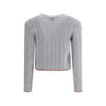 Thom Browne Ladder Full Needle Rib Stitch V Neck Car TH-FKC663AY1024055-IT42 | L