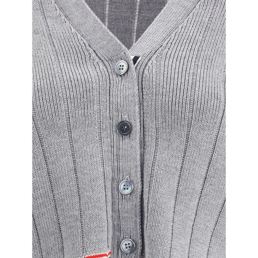 Thom Browne Ladder Full Needle Rib Stitch V Neck Car TH-FKC663AY1024055-IT42 | L