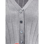 Thom Browne Ladder Full Needle Rib Stitch V Neck Car TH-FKC663AY1024055-IT42 | L