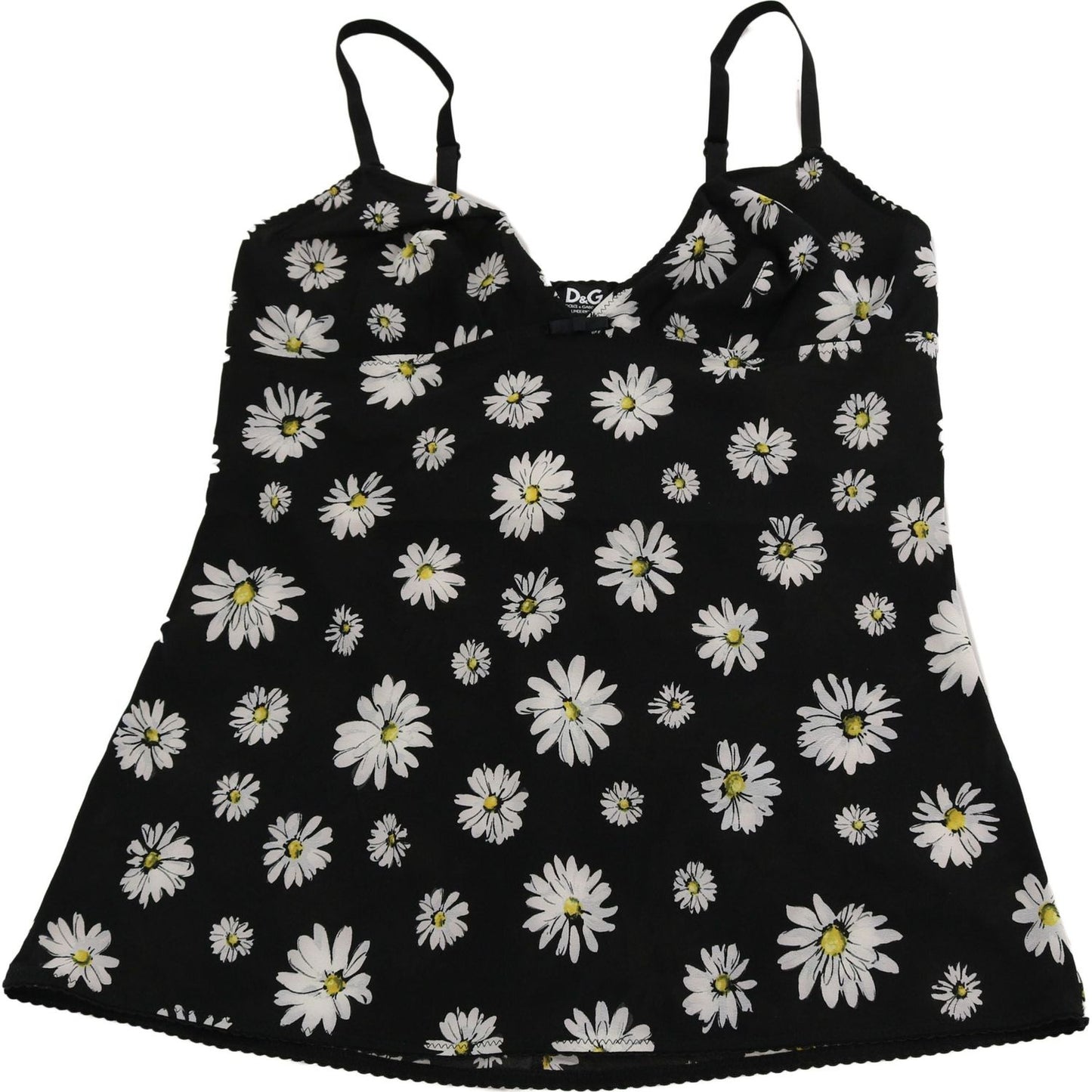 Dolce & Gabbana Black Daisy Print Dress Lingerie Chemisole BIK273-S