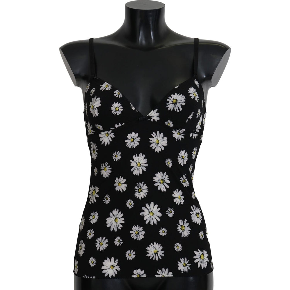 Dolce & Gabbana Black Daisy Print Dress Lingerie Chemisole BIK273-S
