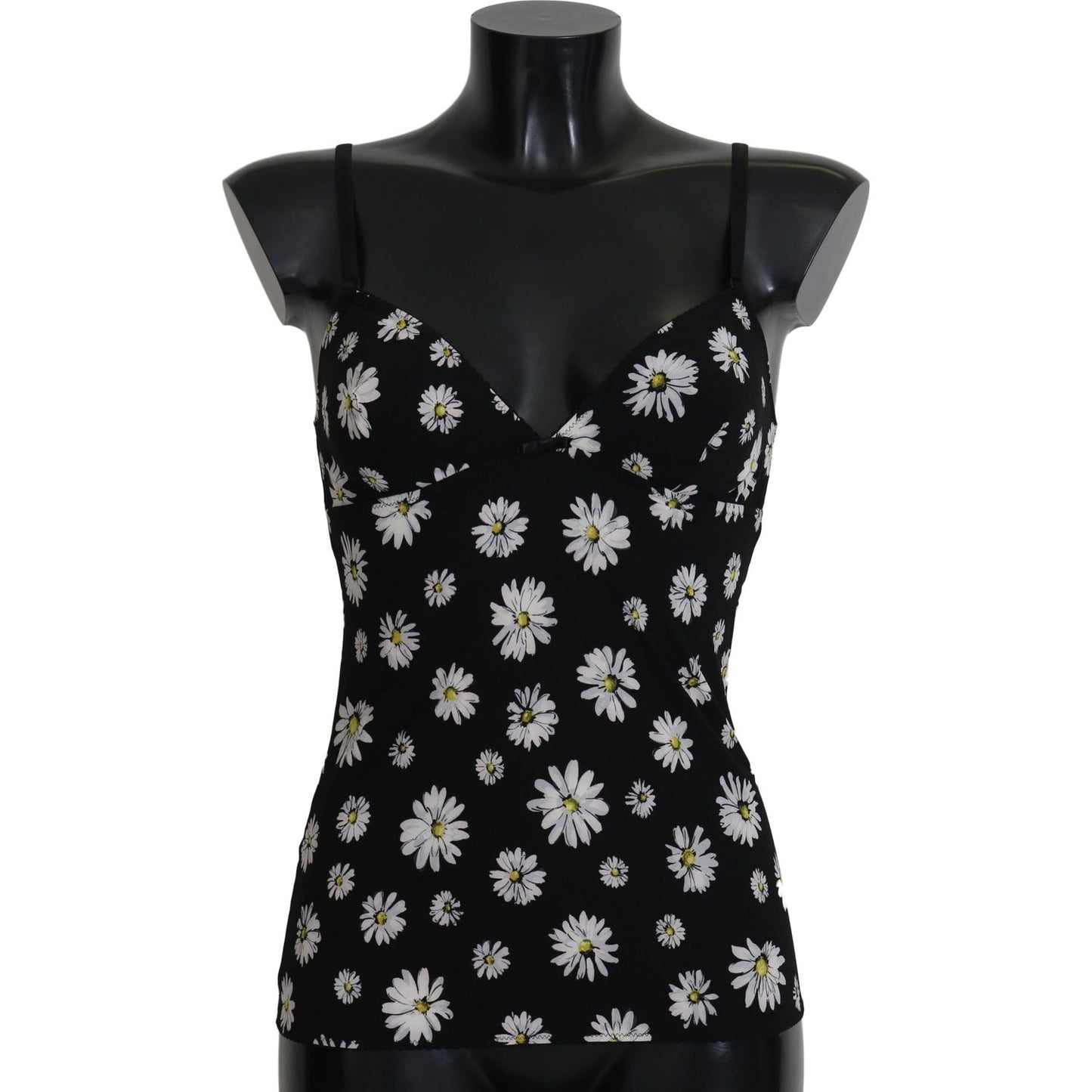 Dolce & Gabbana Black Daisy Print Dress Lingerie Chemisole BIK273-S