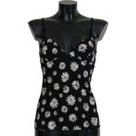 Dolce & Gabbana Black Daisy Print Dress Lingerie Chemisole BIK273-S
