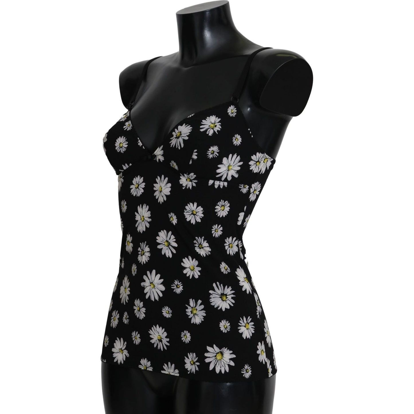 Dolce & Gabbana Black Daisy Print Dress Lingerie Chemisole BIK273-S