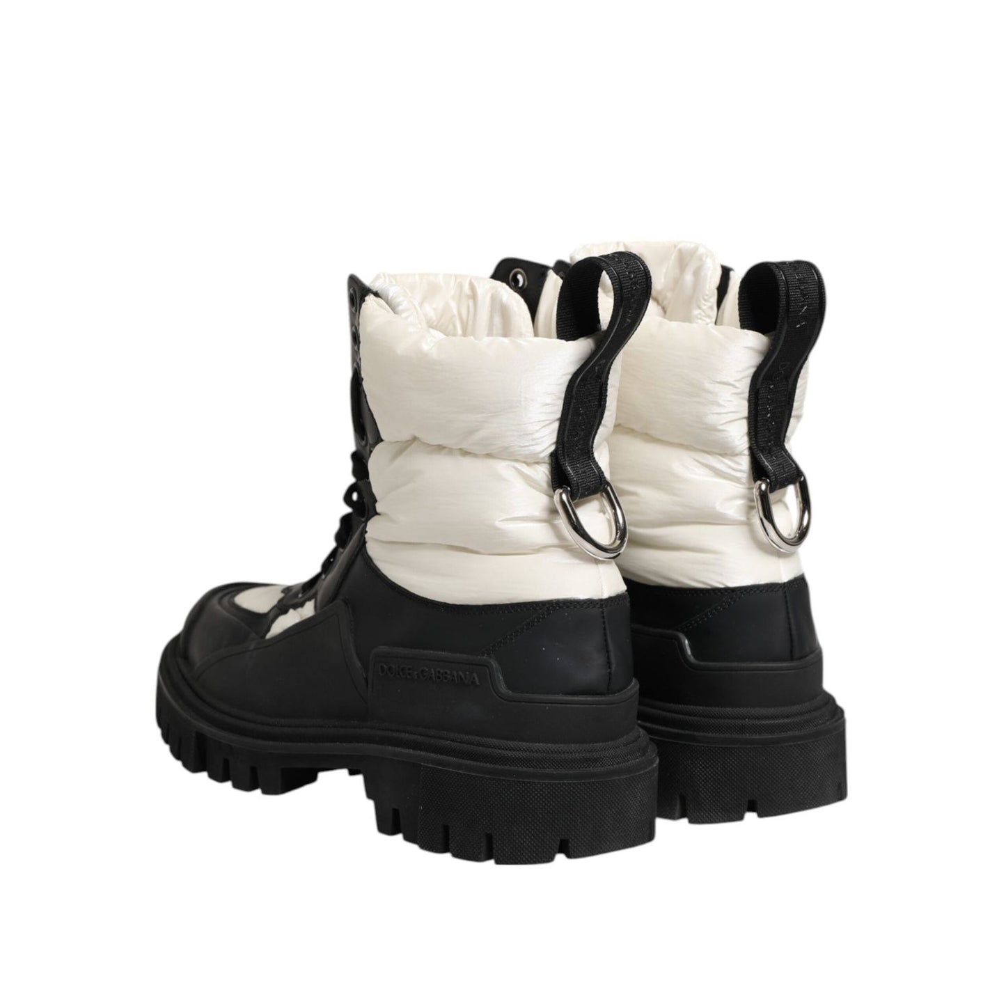 Dolce & Gabbana Black White Padded Mid Calf Lace Up Boots Shoes LA12813 -39