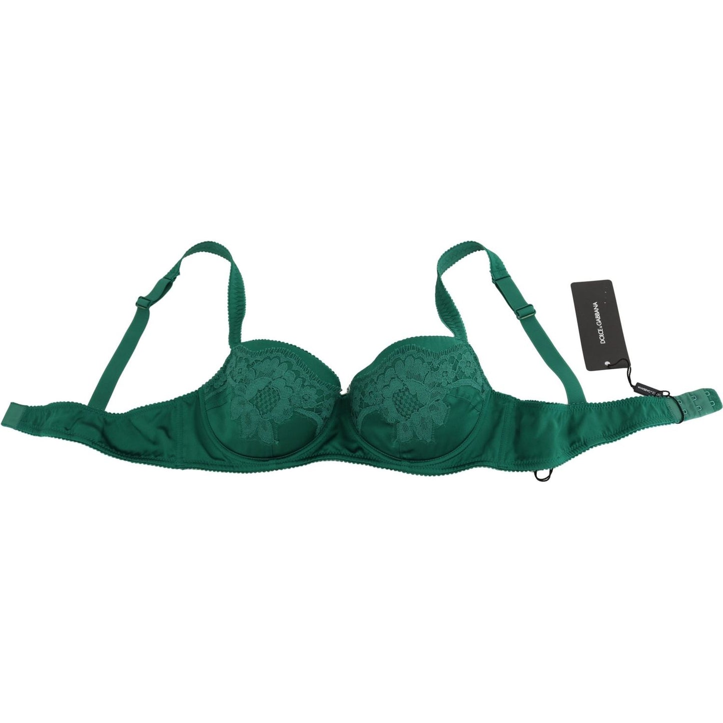 Dolce & Gabbana Green Silk Stretch Floral Lace Bra Underwear BIK235-XS