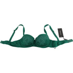 Dolce & Gabbana Green Silk Stretch Floral Lace Bra Underwear BIK235-XS