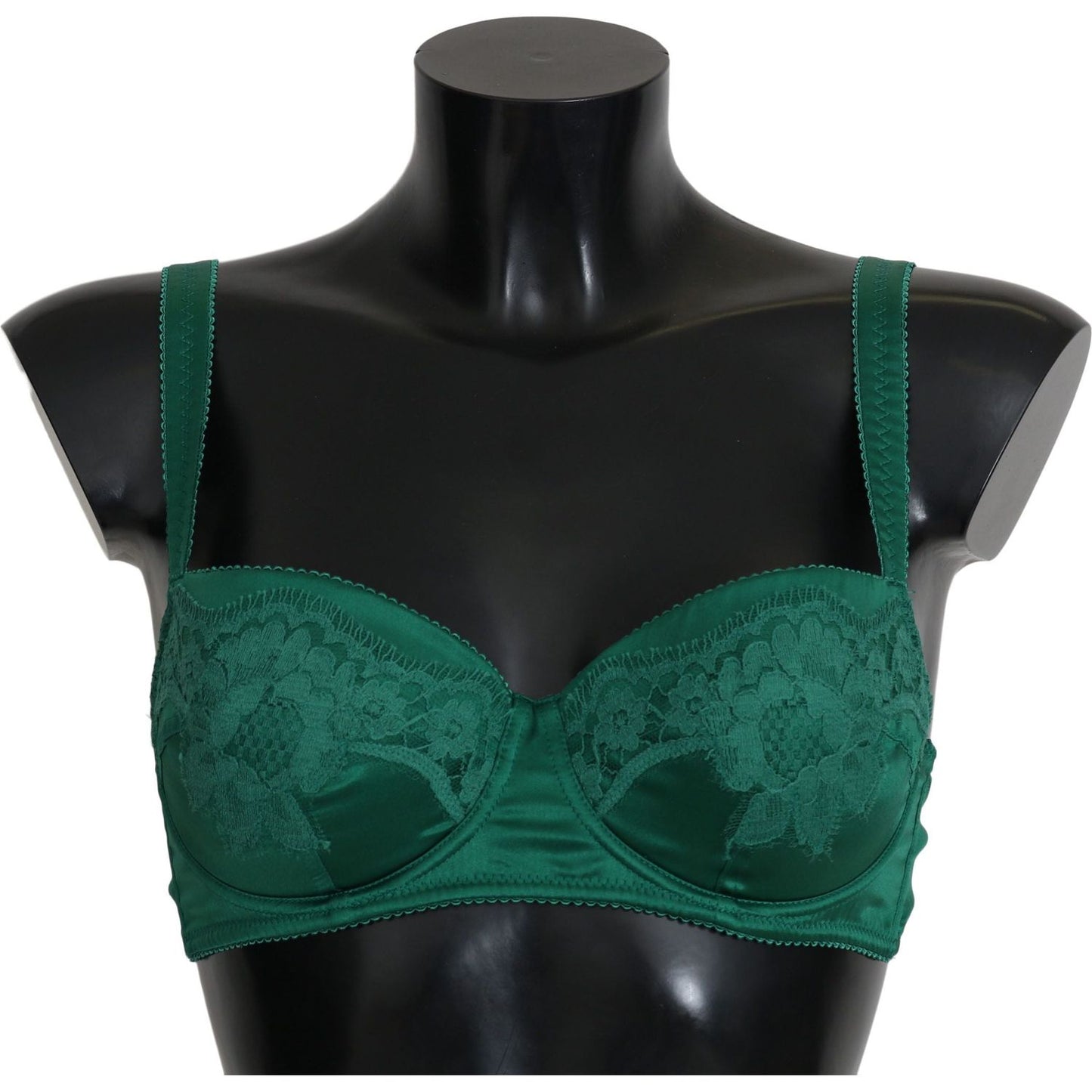 Dolce & Gabbana Green Silk Stretch Floral Lace Bra Underwear BIK235-XS