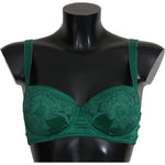Dolce & Gabbana Green Silk Stretch Floral Lace Bra Underwear BIK235-XS